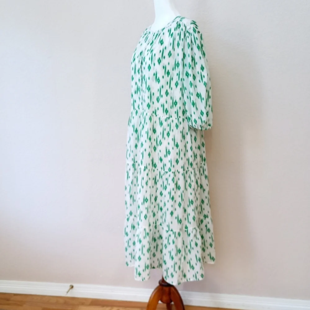 Anthropologie Green and White Midi Dress - Picture 8 of 9
